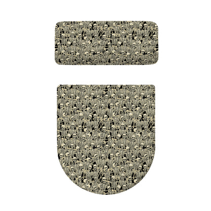 Scary Skeleton Pattern Print Toilet Lid And Tank Cover Set