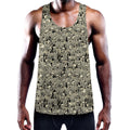 Scary Skeleton Pattern Print Men's Workout Tank Top