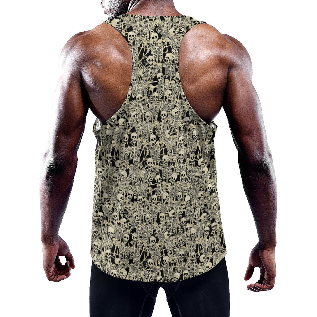 Scary Skeleton Pattern Print Training Tank Top