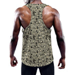 Scary Skeleton Pattern Print Training Tank Top