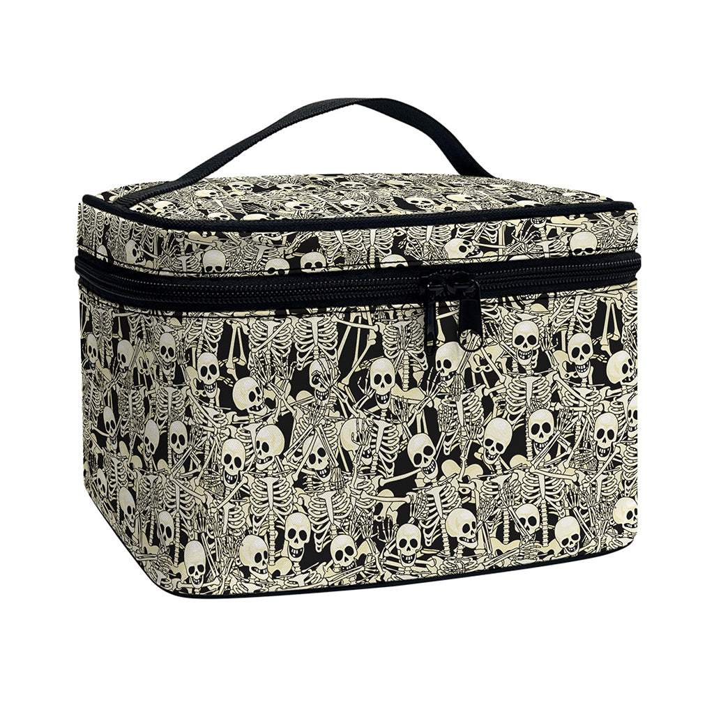 Scary Skeleton Pattern Print Travel Makeup Bag