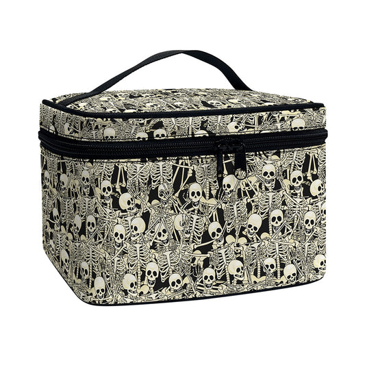 Scary Skeleton Pattern Print Travel Makeup Bag