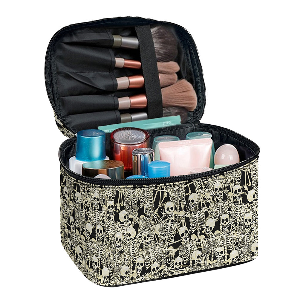 Scary Skeleton Pattern Print Travel Makeup Bag