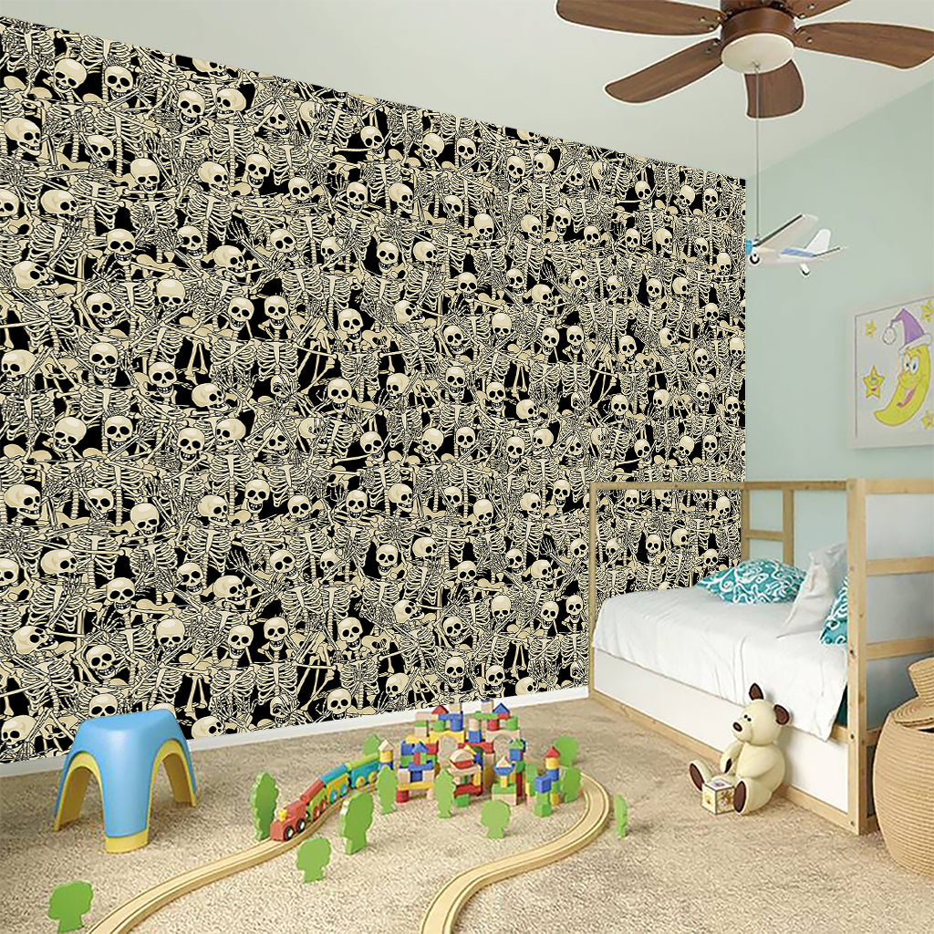 Scary Skeleton Pattern Print Wall Sticker