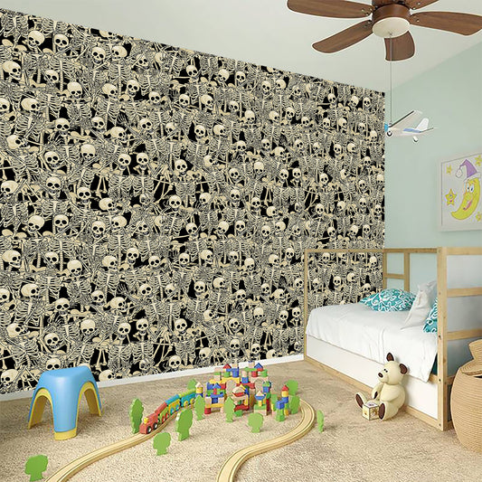 Scary Skeleton Pattern Print Wall Sticker