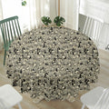 Scary Skeleton Pattern Print Waterproof Round Tablecloth