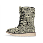Scary Skeleton Pattern Print Winter Boots