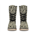Scary Skeleton Pattern Print Winter Boots