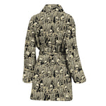 Scary Skeleton Pattern Print Women's Bathrobe