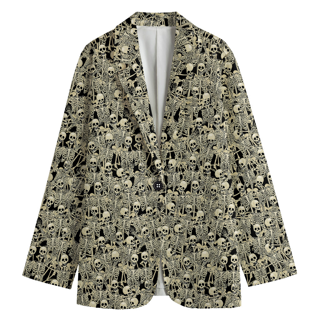 Scary Skeleton Pattern Print Women's Blazer