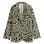 Scary Skeleton Pattern Print Women's Blazer