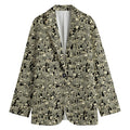 Scary Skeleton Pattern Print Women's Cotton Blazer