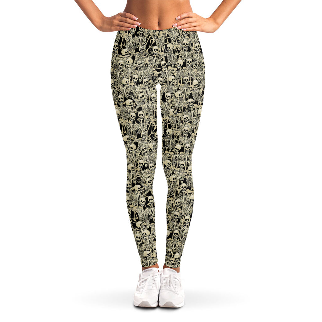 Scary Skeleton Pattern Print Women's Leggings