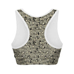 Scary Skeleton Pattern Print Women's Sports Bra