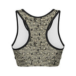 Scary Skeleton Pattern Print Women's Sports Bra