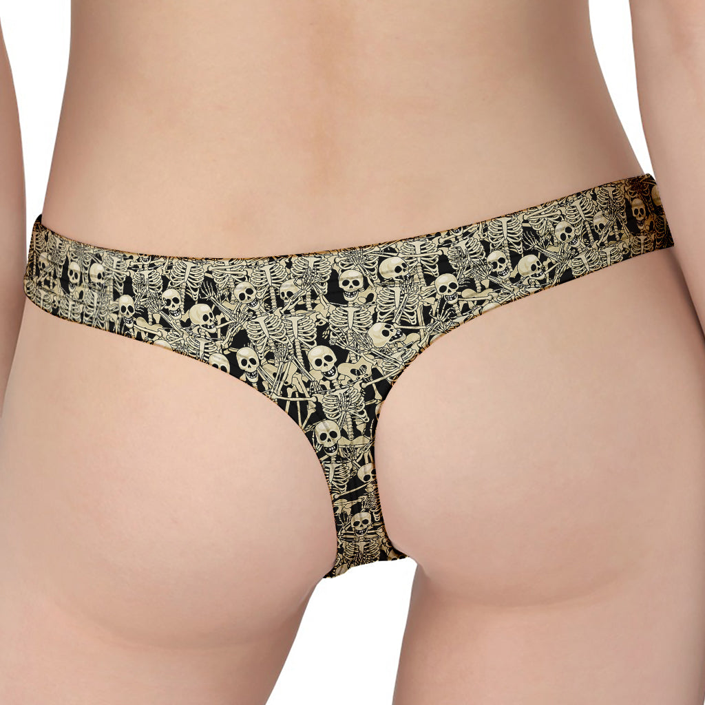 Scary Skeleton Pattern Print Women's Thong