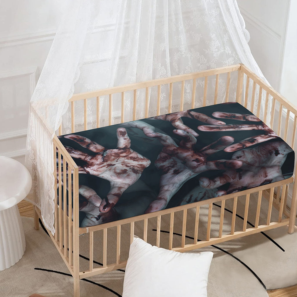 Scary Zombie Hands Print Baby Crib Sheet