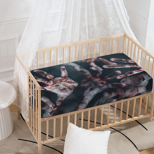 Scary Zombie Hands Print Baby Crib Sheet