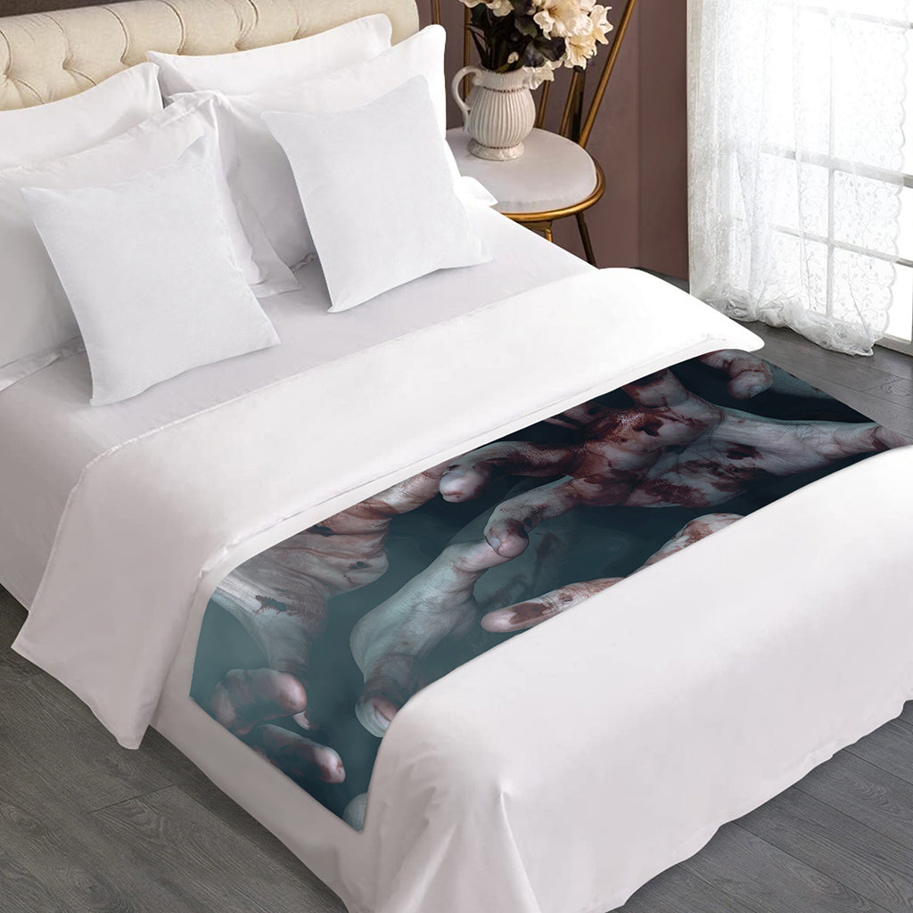 Scary Zombie Hands Print Bed Runner