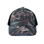 Scary Zombie Hands Print Black Mesh Trucker Cap