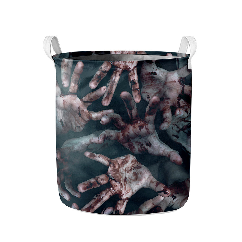 Scary Zombie Hands Print Collapsible Laundry Basket