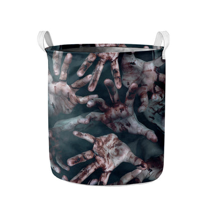 Scary Zombie Hands Print Collapsible Laundry Basket