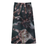 Scary Zombie Hands Print Cotton Front Slit Maxi Skirt