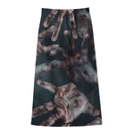Scary Zombie Hands Print Cotton Front Slit Maxi Skirt