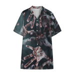 Scary Zombie Hands Print Cotton Hawaiian Shirt