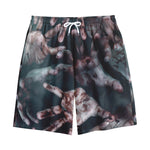 Scary Zombie Hands Print Cotton Shorts