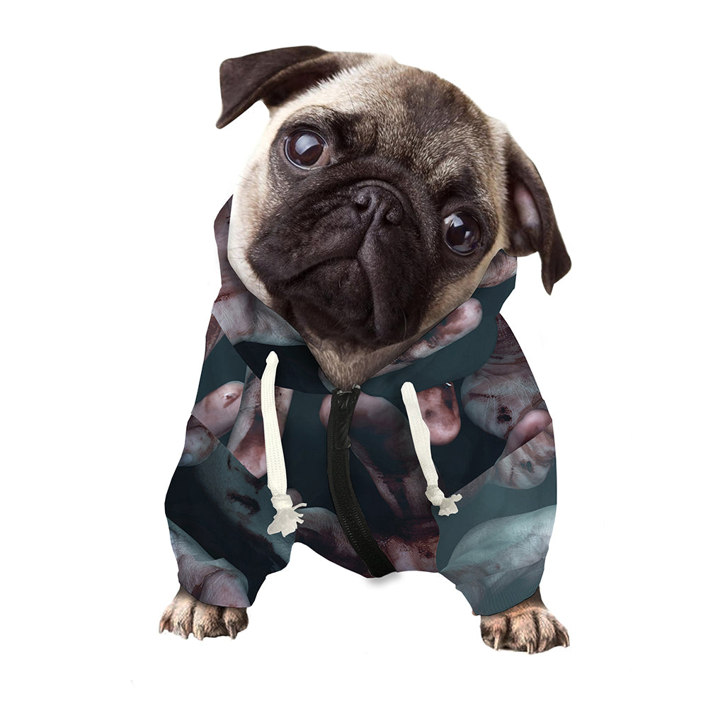 Scary Zombie Hands Print Dog Zip Up Hoodie