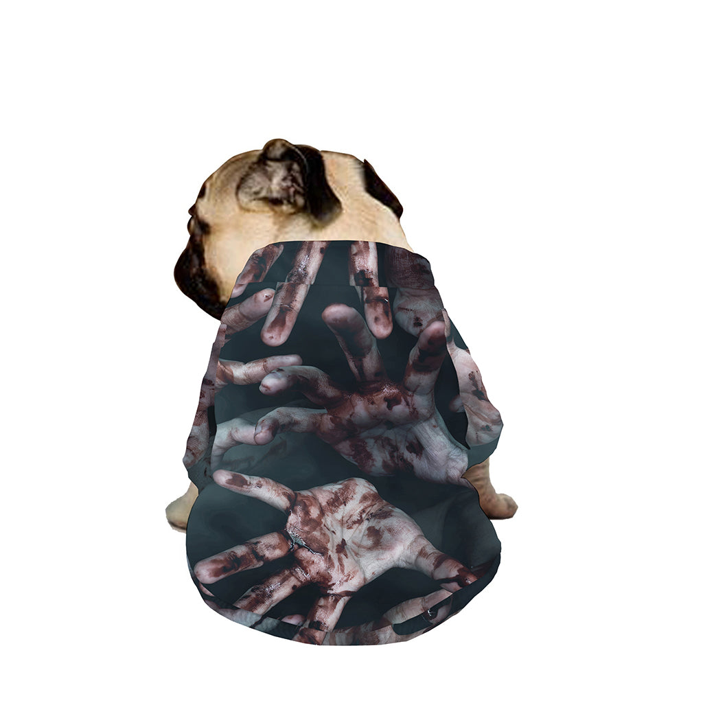 Scary Zombie Hands Print Dog Zip Up Jacket