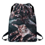 Scary Zombie Hands Print Drawstring Backpack