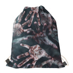 Scary Zombie Hands Print Drawstring Bag