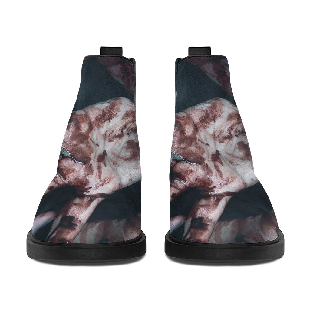 Scary Zombie Hands Print Flat Ankle Boots