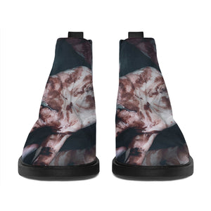 Scary Zombie Hands Print Flat Ankle Boots