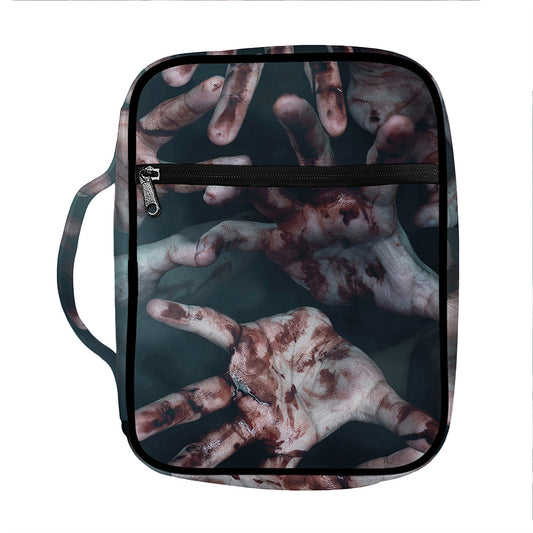 Scary Zombie Hands Print Front Pocket Bible Bag