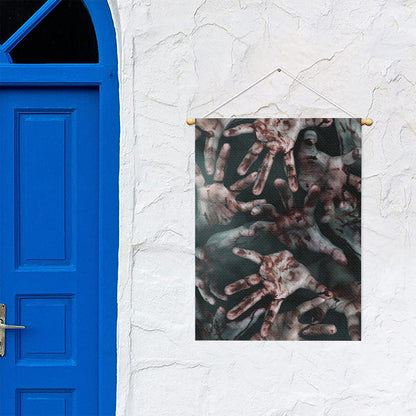 Scary Zombie Hands Print Garden Flag