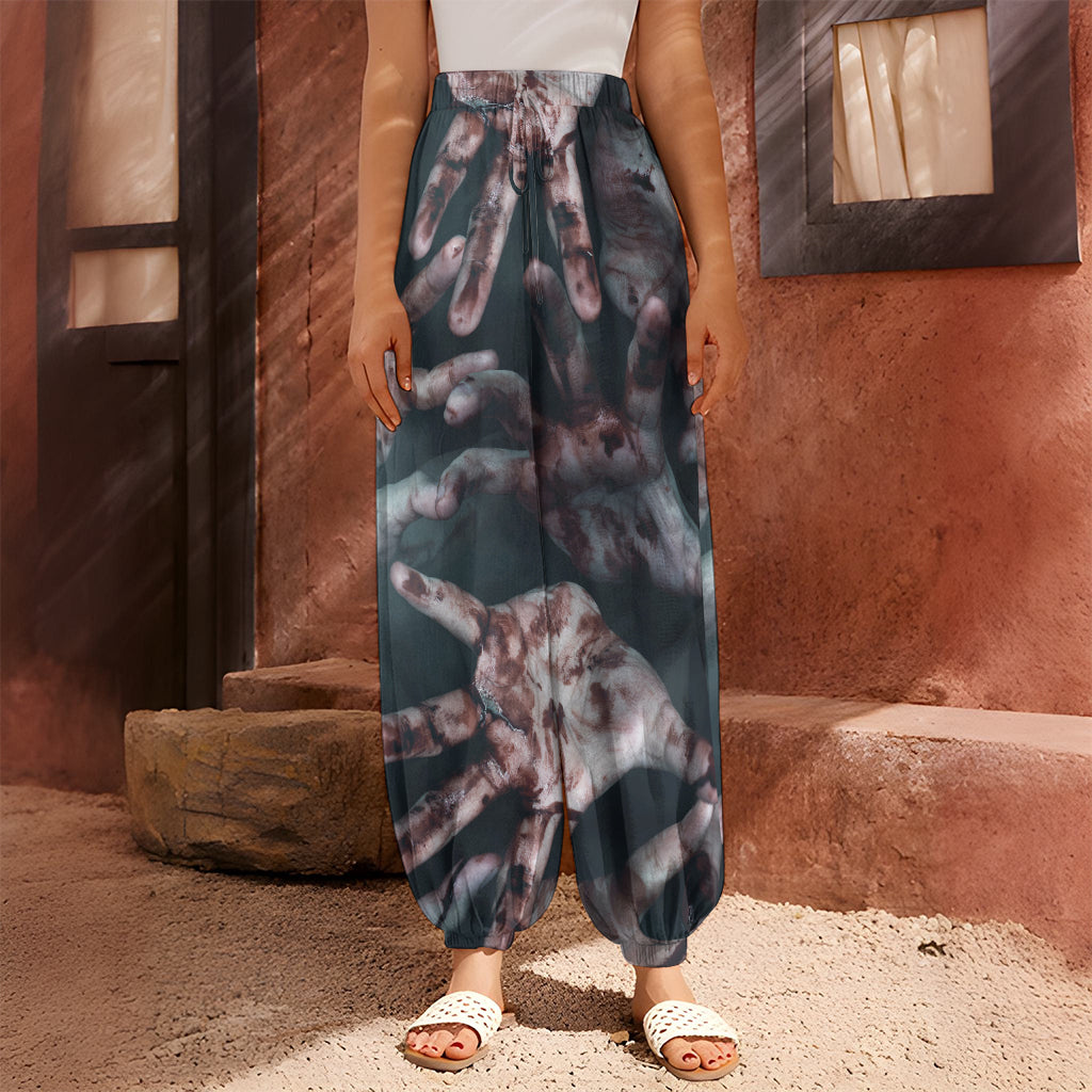 Scary Zombie Hands Print Harem Pants