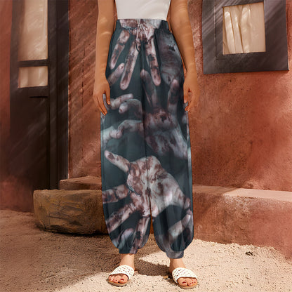 Scary Zombie Hands Print Harem Pants