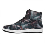 Scary Zombie Hands Print High Top Leather Sneakers