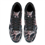 Scary Zombie Hands Print High Top Leather Sneakers