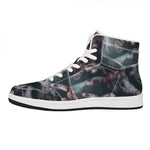 Scary Zombie Hands Print High Top Leather Sneakers