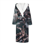 Scary Zombie Hands Print Hooded Bathrobe