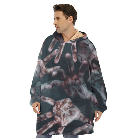 Scary Zombie Hands Print Hoodie Blanket