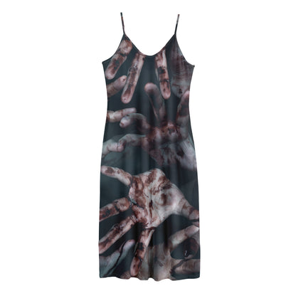 Scary Zombie Hands Print Jersey Midi Cami Dress