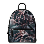 Scary Zombie Hands Print Leather Backpack