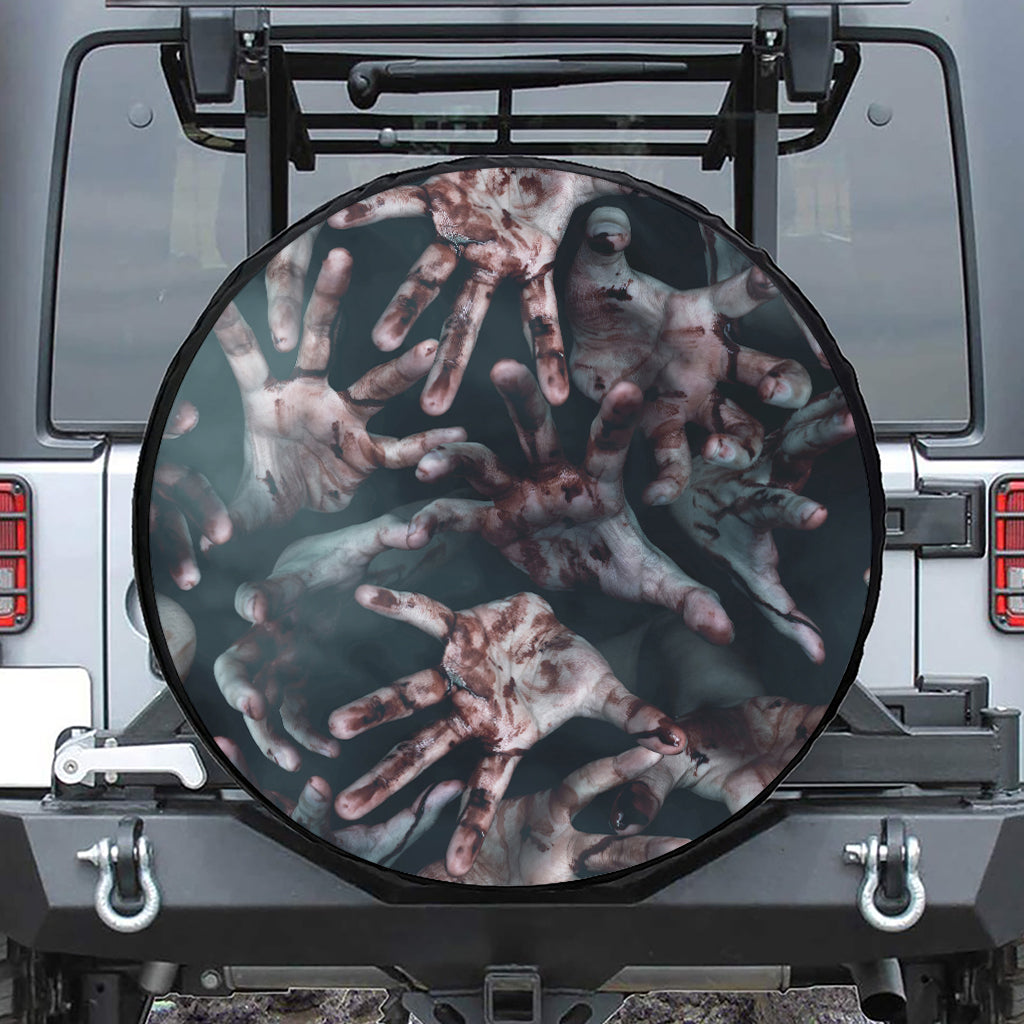Scary Zombie Hands Print Leather Spare Tire Cover
