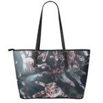 Scary Zombie Hands Print Leather Tote Bag