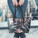 Scary Zombie Hands Print Leather Tote Bag